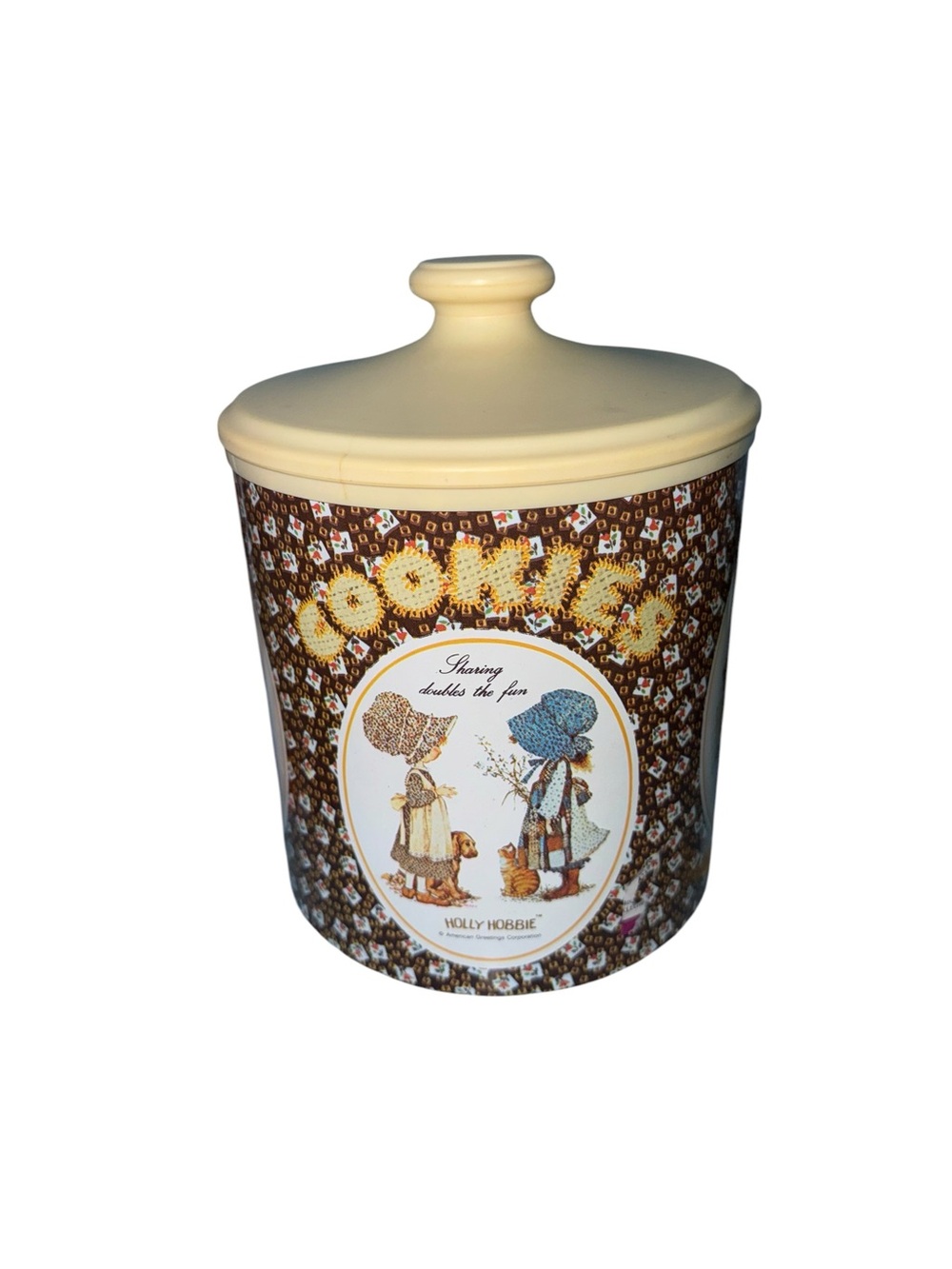 Vintage Holly Hobbie tin cookie jar